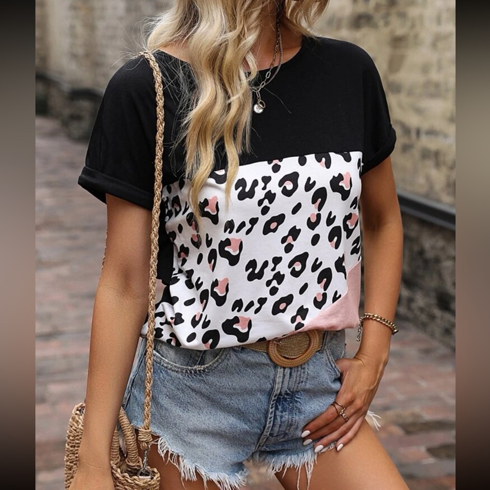 Leopard print color block top - Picture 6 of 6